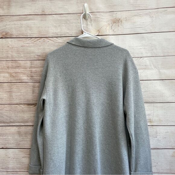 TALBOTS LONG LINE COTTON SWEATER IN GRAY - Picture 6 of 8